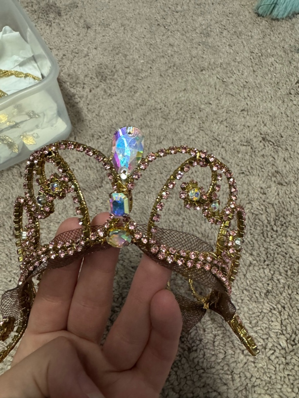 Pink and Gold Crystal Tiara - Caryn Wells Design
